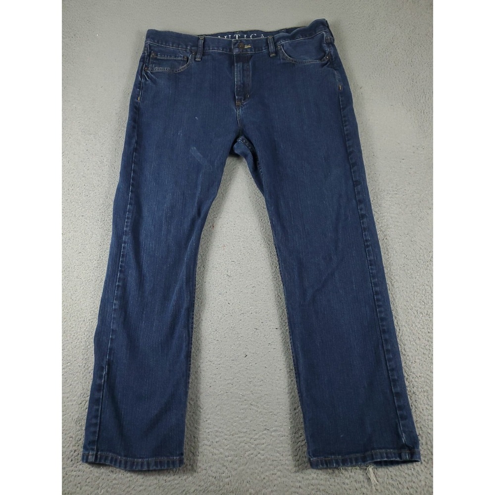 Nautica Jeans Mens Size 38x30 Blue Straight Leg Denim Pants *